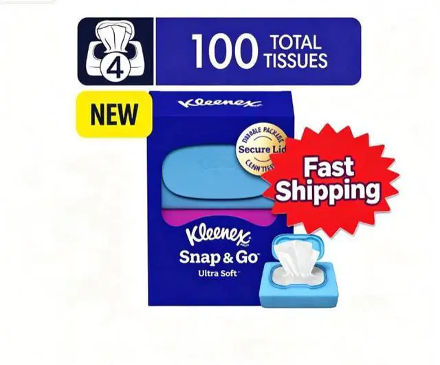 Main image of Kleenex Snap & Go Ultra Soft 3-Ply On-The-Go Facial Tissues, 4 Pack