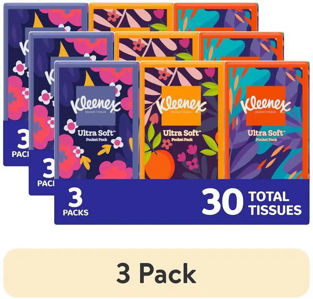 Alt view image 5 of 7 - (3 pack) Kleenex On-The-Go 3-Ply Facial Tissues, 3 Pack (30 Total Tissues)