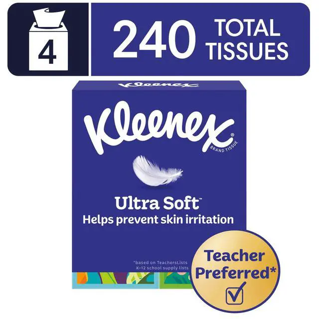 Alt view image 4 of 6 - Kleenex Ultra Soft 3-Ply Cube Box Facial Tissues, 4 Pack (240 Total Tissues)