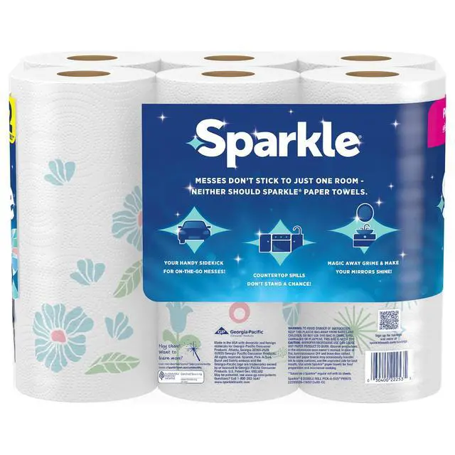 Alt view image 3 of 7 - Sparkle Pick-A-Size Paper Towels, Multi-Color, 6 Double Rolls, 110 Sheets per Roll