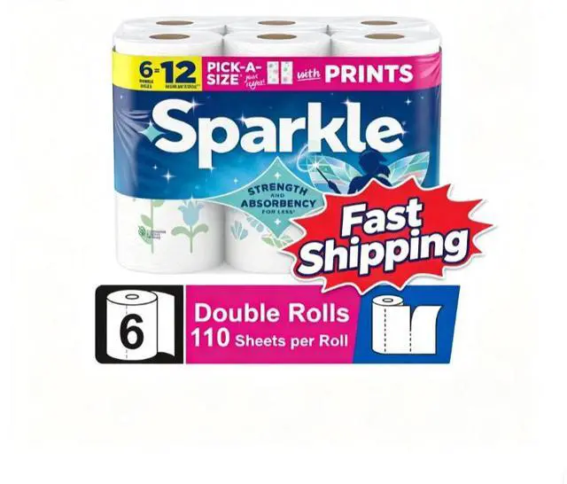 Main image of Sparkle Pick-A-Size Paper Towels, Multi-Color, 6 Double Rolls, 110 Sheets per Roll