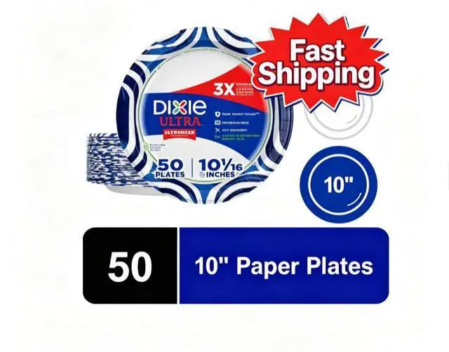Main image of Dixie Ultra Disposable Paper Plates, 10", Multi-Color, 50 Count