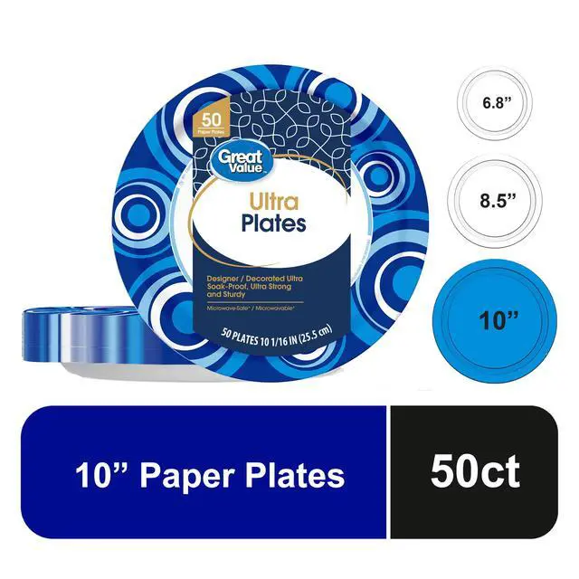 Alt view image 6 of 7 - Great Value Ultra Paper Plates, 10 in, 50 Count