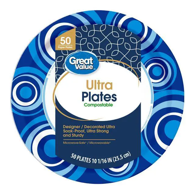 Alt view image 5 of 7 - Great Value Ultra Paper Plates, 10 in, 50 Count