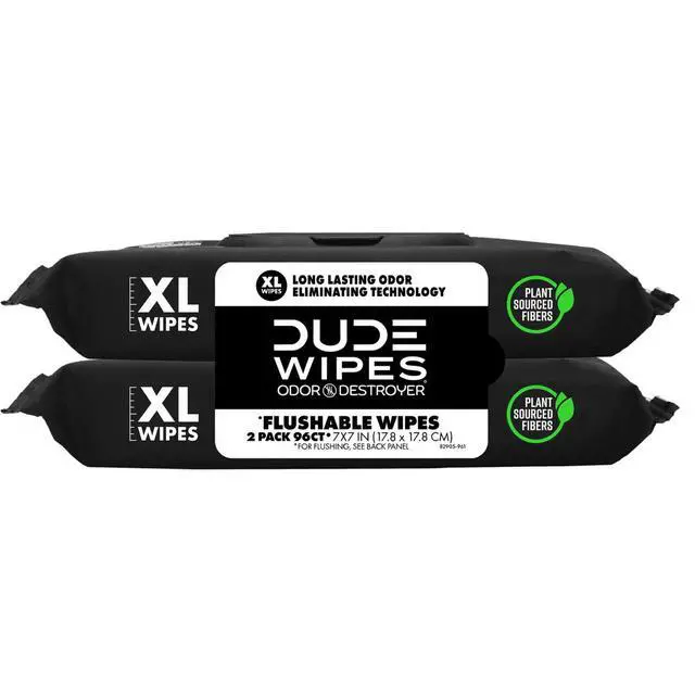 Alt view image 3 of 7 - DUDE Wipes Odor Destroyer Flushable Wipes, XL Wet Wipes, Deodorizing with Clean Scent, 48 Count, 2 Pack