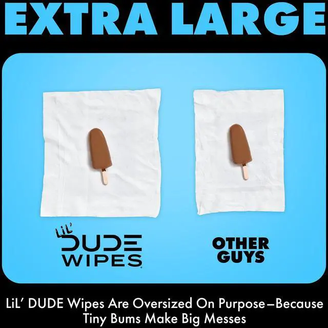 Alt view image 6 of 7 - LiL' DUDE Flushable Wipes, Extra Large Fragrance Free Wet Wipes, 126 Count, 3 Pack