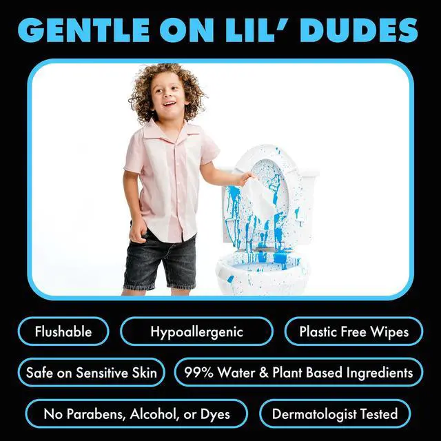 Alt view image 7 of 7 - LiL' DUDE Flushable Wipes, Extra Large Fragrance Free Wet Wipes, 126 Count, 3 Pack
