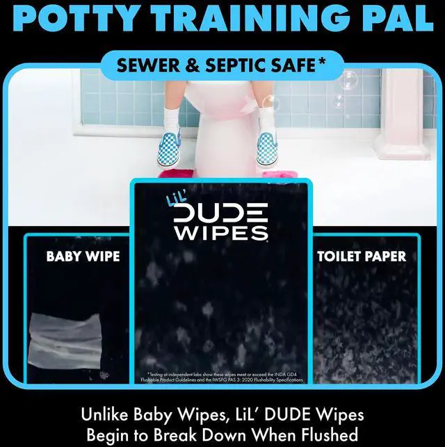 Alt view image 4 of 7 - LiL' DUDE Flushable Wipes, Extra Large Fragrance Free Wet Wipes, 126 Count, 3 Pack