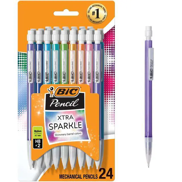 Alt view image 5 of 7 - BIC Xtra Sparkle Mechanical Pencils, No. 2, Back to School Supplies, 0.7 mm, 24-Count (Barrel Colors May Vary)