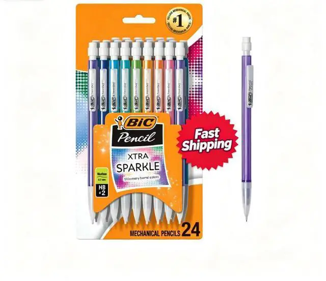 Main image of BIC Xtra Sparkle Mechanical Pencils, No. 2, Back to School Supplies, 0.7 mm, 24-Count (Barrel Colors May Vary)