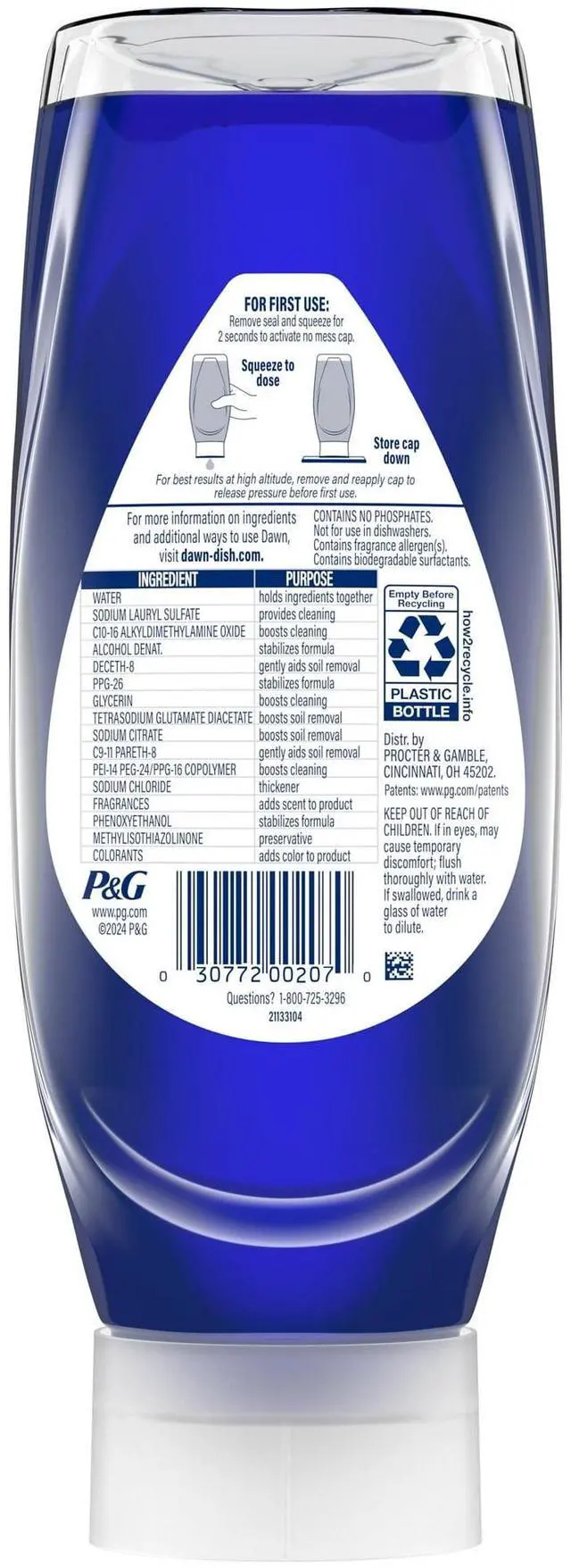 Alt view image 2 of 7 - Dawn Platinum EZ-Squeeze Dish Soap Liquid, Dishwashing Liquid, Grease Removal, Fresh Rain, 18oz