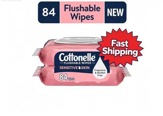 Main image of Cottonelle Fragrance Free Flushable Wet Wipes, 2 Flip-Top Packs