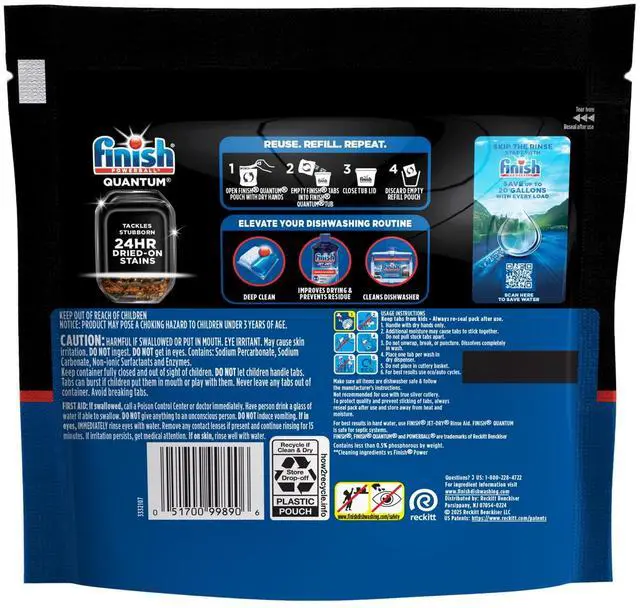 Alt view image 7 of 7 - Finish Quantum Dishwasher Pods, No Pre-Rinse Dishwasher Detergent Tabs Soap, Advanced Clean, 14 Count