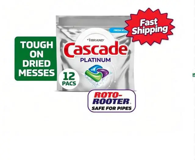 Main image of Cascade Platinum Dishwasher Pods, Dishwasher Detergent, Dish Detergent Soap, Fresh, 12 Count