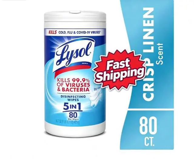 Main image of Lysol Disinfecting Wipes, All Purpose Cleaner, Multi Surface Antibacterial Cleaning Wipes, Cleaning Supplies, Crisp Linen Scent, 80 Count