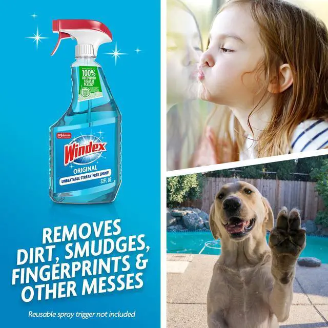 Alt view image 4 of 7 - (2 pack) Windex Glass, Window, and Mirror Cleaner, Original Blue, Spray Bottle, 32 fl oz.