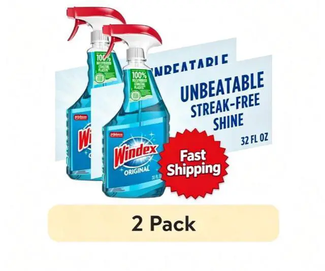 Main image of (2 pack) Windex Glass, Window, and Mirror Cleaner, Original Blue, Spray Bottle, 32 fl oz.