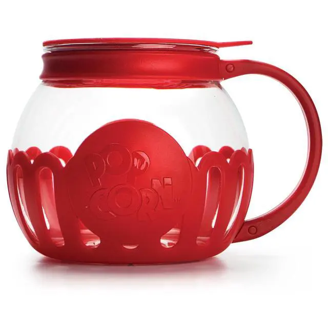Alt view image 2 of 7 - Tasty Micro-Pop 1.5 qt Borosilicate Glass Microwave Popcorn Maker, Red