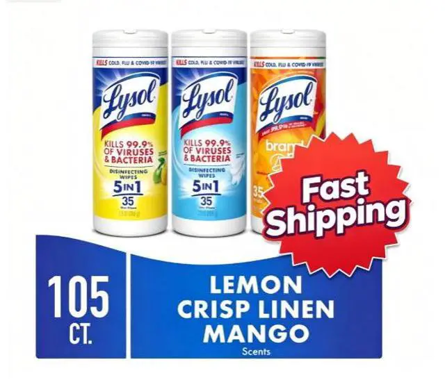 Main image of Lysol Disinfecting Wipes, All Purpose Cleaner, Multi Surface Antibacterial Cleaning Wipes, Cleaning Supplies, Lemon + Mango & Hibiscus + Crisp Linen Scent, 35 Count Each (Pack of 3)