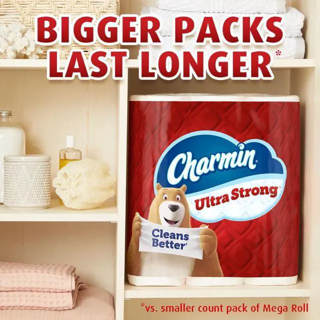 Alt view image 2 of 7 - Charmin Ultra Strong Toilet Paper 6 Mega Rolls, 220 Sheets Per Roll