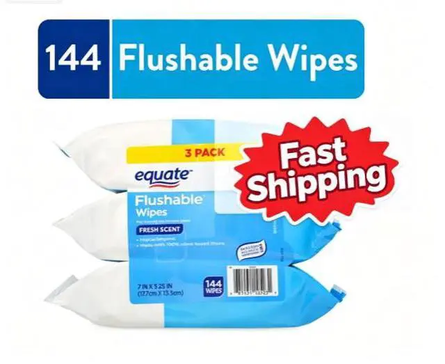 Main image of Equate Flushable Wet Wipes, Fresh Scent, 144 Wipes, 3 Pack