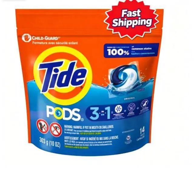 Main image of Tide PODs Laundry Detergent, 14 Count, Original Scent, 3-in-1 Stain Remover, Odor Fighter, Color Protector, Concentrated Laundry Soap Pacs