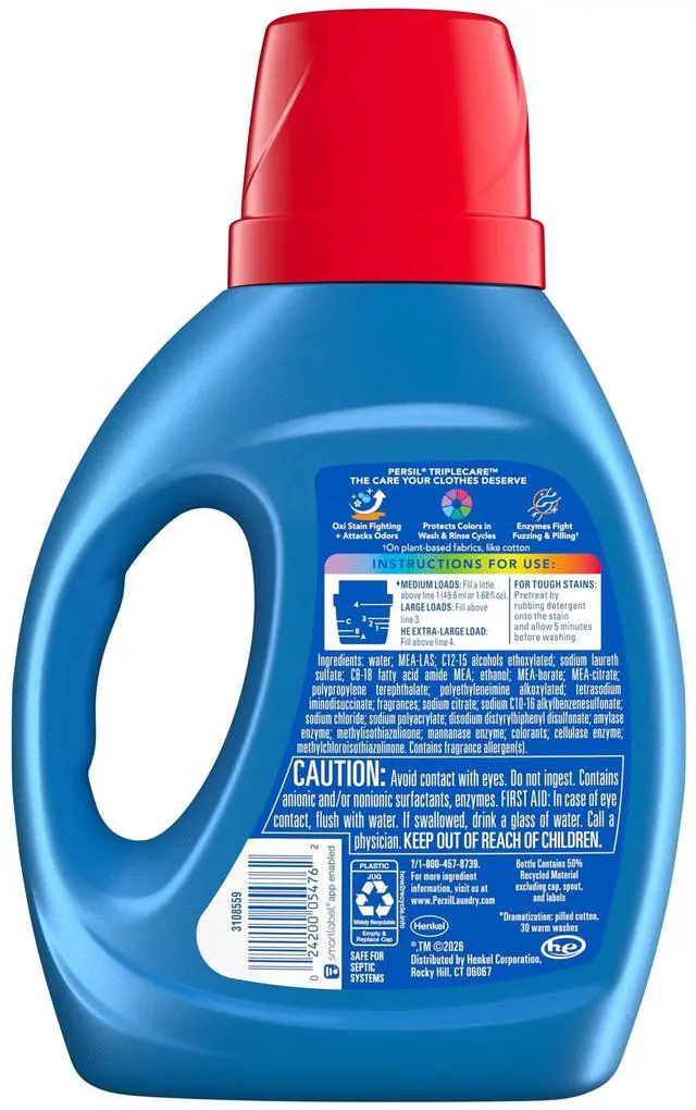 Alt view image 4 of 7 - Persil Advanced Clean Oxi+Odor Fighter Liquid Laundry Detergent, 34 fl oz, 20 Loads