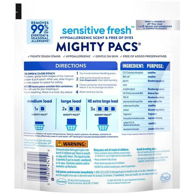 Alt view image 4 of 7 - all sensitive fresh MIGHTY PACS Spring Breeze Scented Laundry Detergent, 19 Count