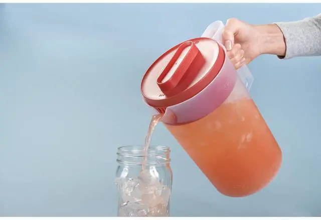 Alt view image 4 of 7 - Rubbermaid, Pitcher, Simply Pour Clear/Red Pitcher Plastic 1 gal, plastic, 1 gal, helpful for family beverage service, A Practical Choice for Everyday Beverage Serving