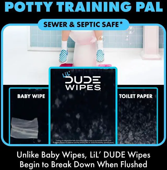 Alt view image 5 of 7 - LiL' DUDE Pocket Packs Flushable Wipes, Extra Large Fragrance Free Wet Wipes, 8 Count, 6 Pack