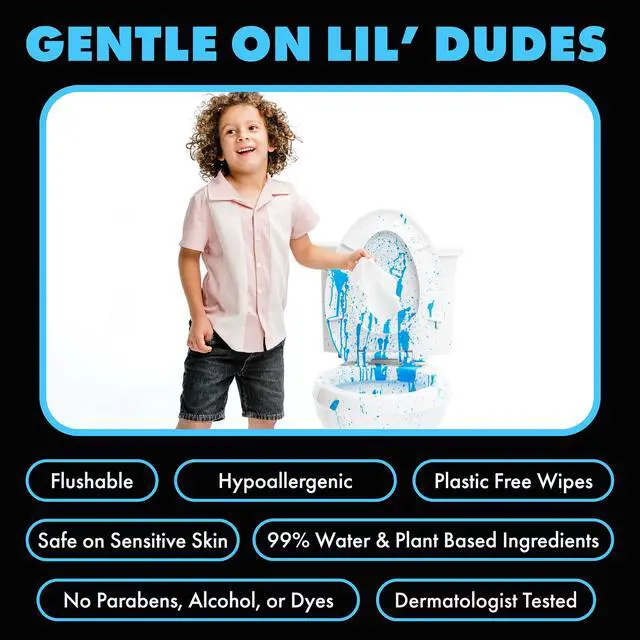 Alt view image 7 of 7 - LiL' DUDE Pocket Packs Flushable Wipes, Extra Large Fragrance Free Wet Wipes, 8 Count, 6 Pack