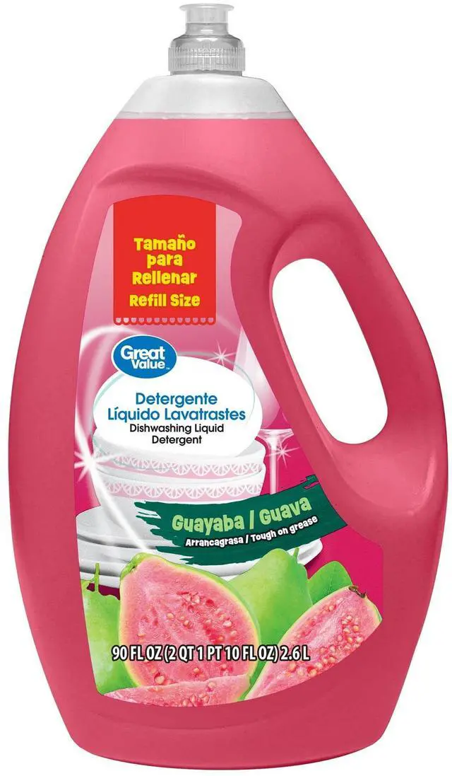 Main image of Great Value Dish Washing Liquid Detergent, Guava, 90 fl oz
