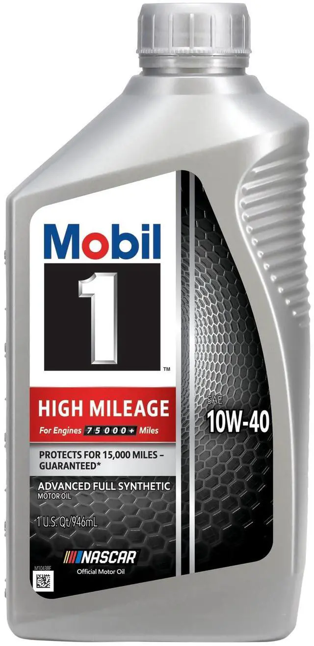 Main image of Mobil 1 High Mileage Full Synthetic Motor Oil 10W-40, 1 Quart