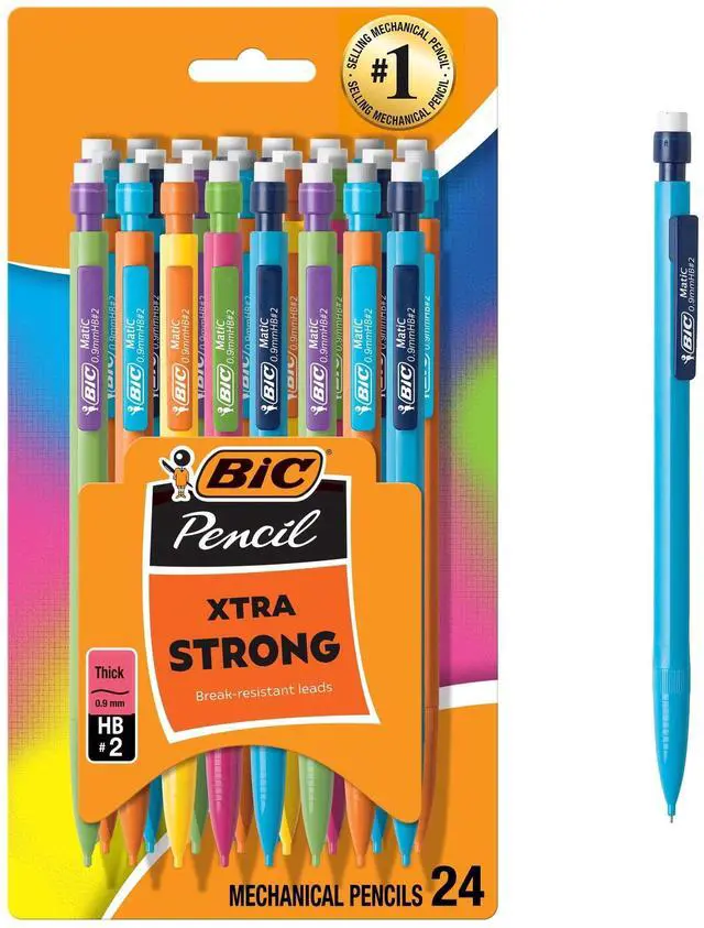 Main image of BIC Xtra Strong Mechanical Pencils, No. 2, Back to School Supplies, 0.9 mm, 24-Count