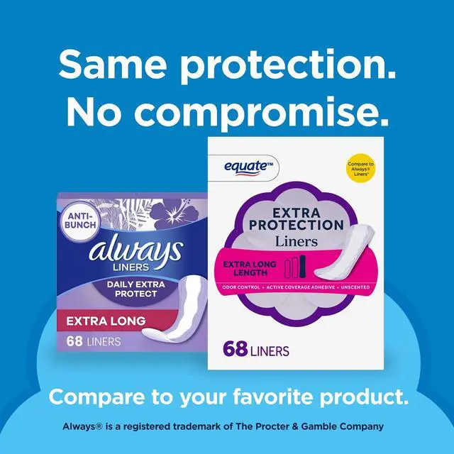 Alt view image 6 of 7 - Equate Extra Protection Everyday Panty Liners, Extra Long Length, 68 Count