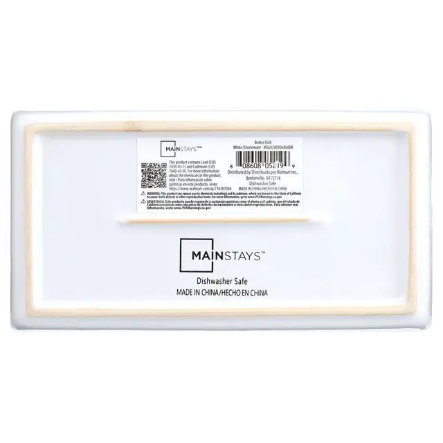 Alt view image 5 of 7 - Mainstays Stoneware Butter Dish with Lid, Ceramic Butter Holder for Kitchen Countertop Storage, White
