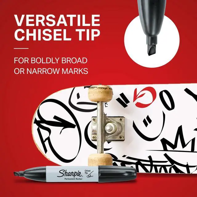 Alt view image 3 of 5 - Sharpie Permanent Markers, Chisel Tip, Black, 4 Count