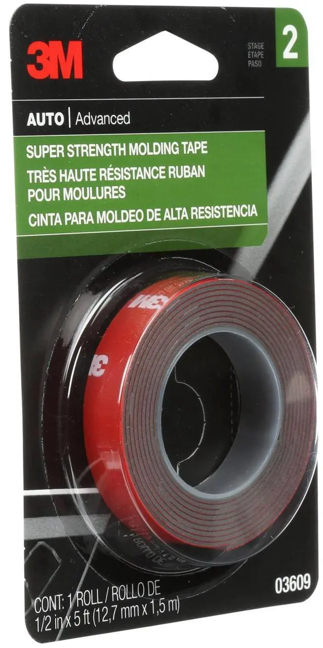 Main image of 3M Automotive Super Strength Molding Tape, Double-Sided Adhesive, 1/2" x 5 ft, 1 Roll