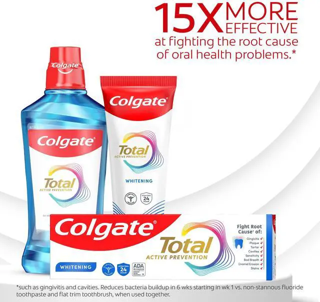 Alt view image 7 of 7 - Colgate Total Active Prevention Whitening Toothpaste, Mint, 2 Pack, 5.1 oz