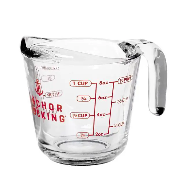 Alt view image 5 of 7 - (2 pack) Anchor Hocking 1-Cup Glass Measuring Cup with Easy-Grip Handle and Spout