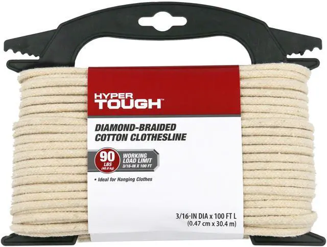 Main image of Hyper Tough 100ft Natural Color Cotton Clothes Line for Indoor and Outdoor