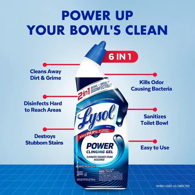 Alt view image 5 of 7 - Lysol Toilet Bowl Cleaner Clinging Gel, Power, Disinfecting Bathroom Cleaner and Toilet Bowl Stain Remover, 24 fl oz (2 Pack)
