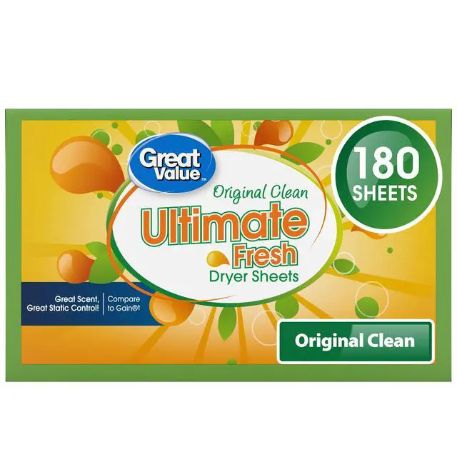 Alt view image 2 of 7 - Great Value Ultimate Fresh Dryer Sheets, Original Clean, 180 Count, Compare to Gain®
