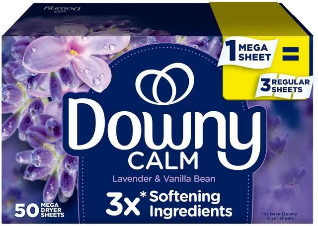 Main image of Downy Fabric Softener Dryer Sheets, Infusions Calm Lavender and Vanilla Bean Scent, 50 Mega Dryer Sheets