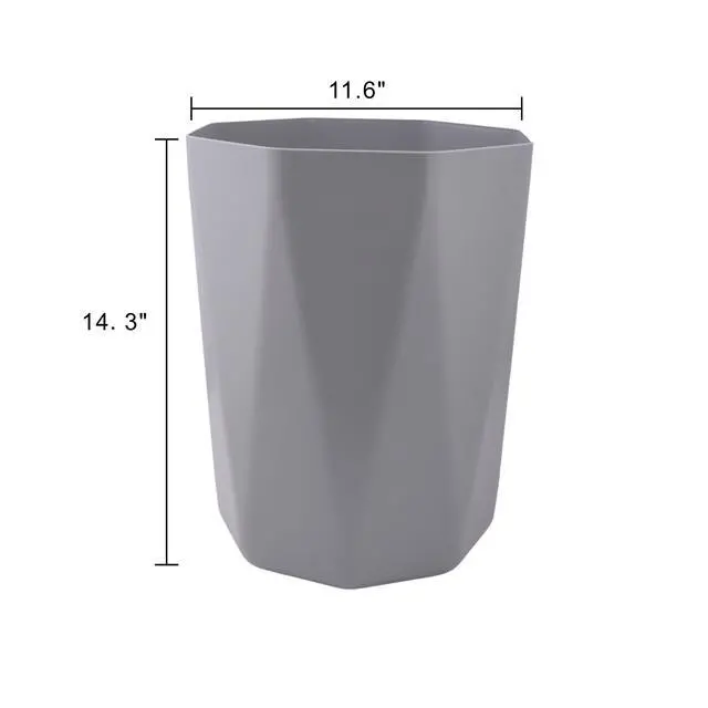 Alt view image 2 of 7 - Mainstays 5 gal Gray Geometric Bathroom Wastebasket, Open Top, Polypropylene Plastic