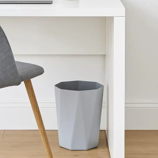 Main image of Mainstays 5 gal Gray Geometric Bathroom Wastebasket, Open Top, Polypropylene Plastic