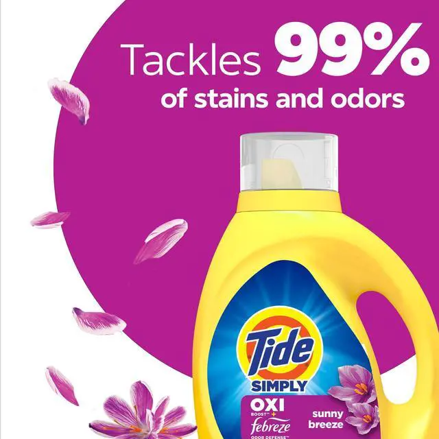 Alt view image 2 of 7 - Tide Simply Laundry Detergent Liquid, Oxi Boost + Febreze Odor Defense, Sunny Breeze Scent, 31 fl oz, 22 Loads