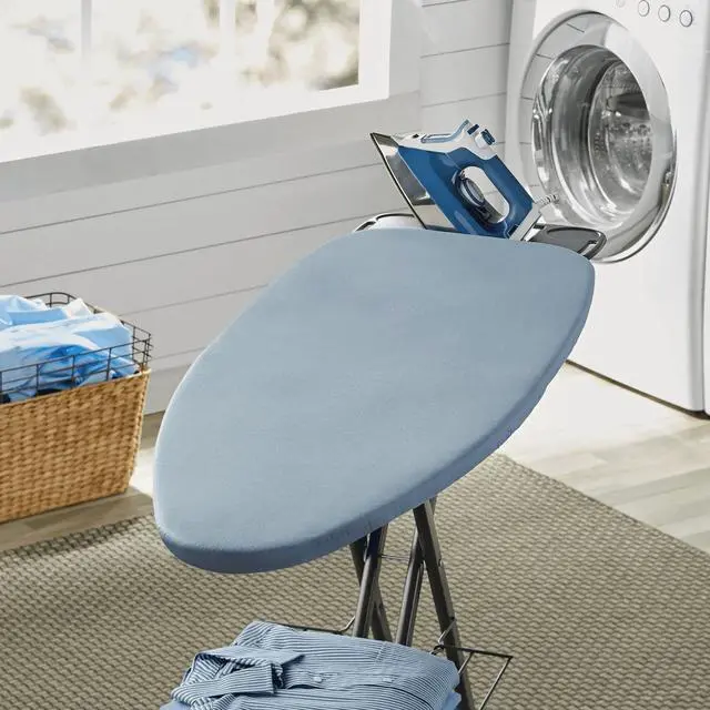 Alt view image 6 of 7 - Better Homes & Gardens Ironing Board Cover-18x54, Cotton,Recycled Polyester Felt Padded, Reversible,Scorch Resistant, MulticolorDamask Blue/Gray Patern to Solid Blue,Cover Only-Boards Sold Separately