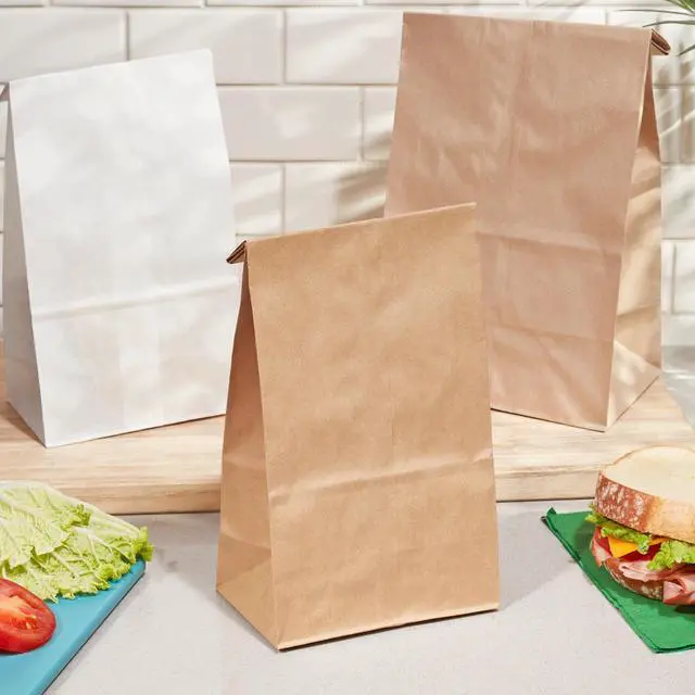 Alt view image 5 of 7 - (4 pack) Great Value Self Standing Lunch Bags, Brown Kraft Paper, 100 Count