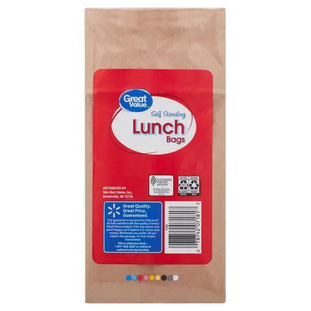 Alt view image 2 of 7 - (4 pack) Great Value Self Standing Lunch Bags, Brown Kraft Paper, 100 Count